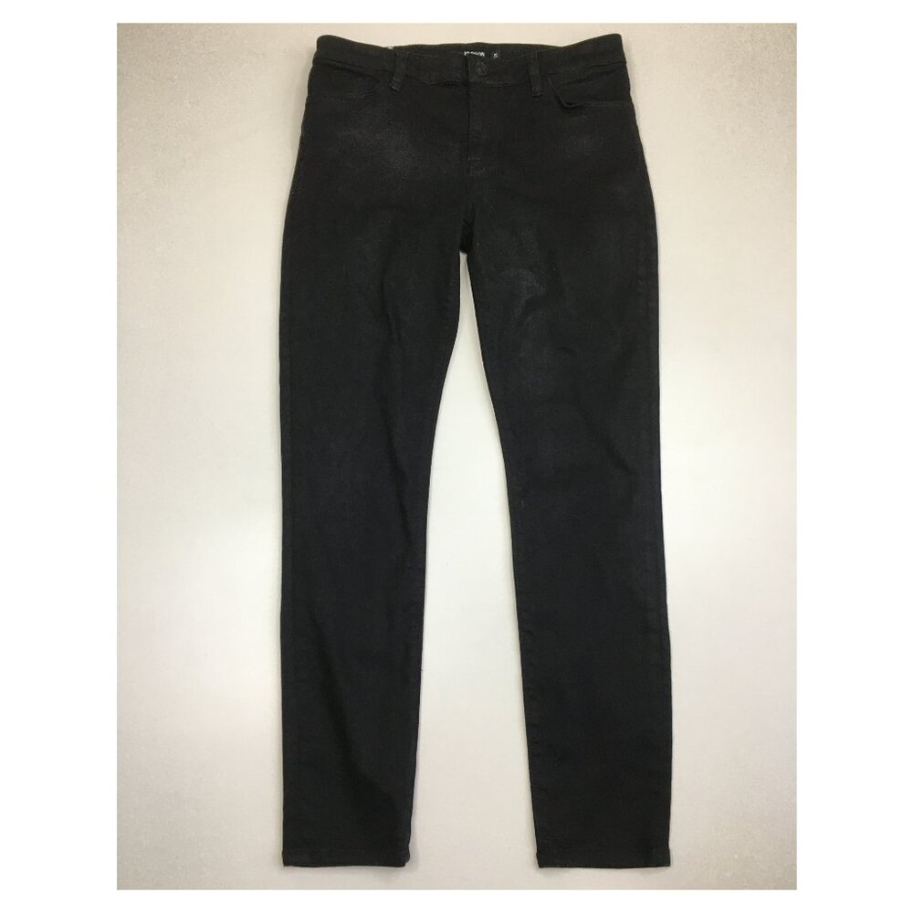 HUDSON Black Glittery Coated NATALIE Super Skinny 5 Pocket Logo Hardware Jeans